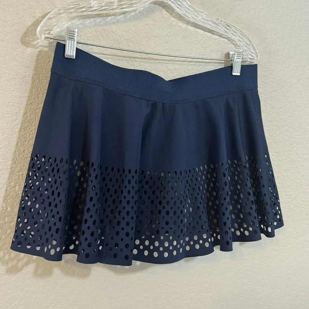 Adidas Stella McCartney Barricade‎ Tennis Skirt Navy Blue Laser Cut Women Large